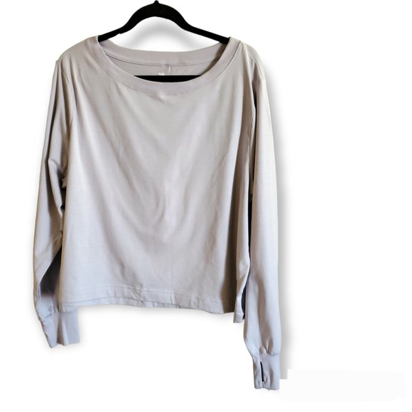 All in motion Large cropped thumbhole quick dry grey long sleeve top - Picture 3 of 11